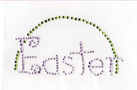 Easter Iron on Hot Fix Transfer Rhinestone -- Green and Lt Pink