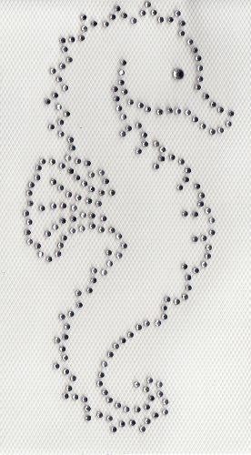 Sea Horse Iron On Hot Fix Rhinestone Transfer -- Clear