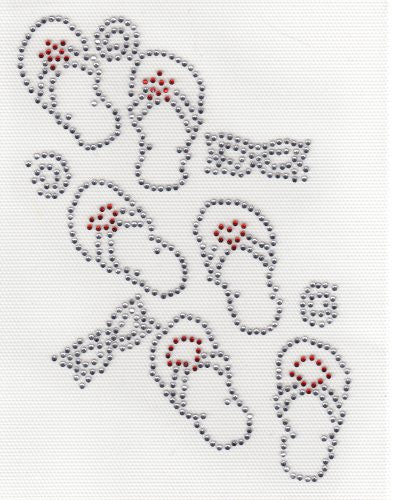 flip flops Iron On Hot Fix Rhinestone Transfer -- clear and red