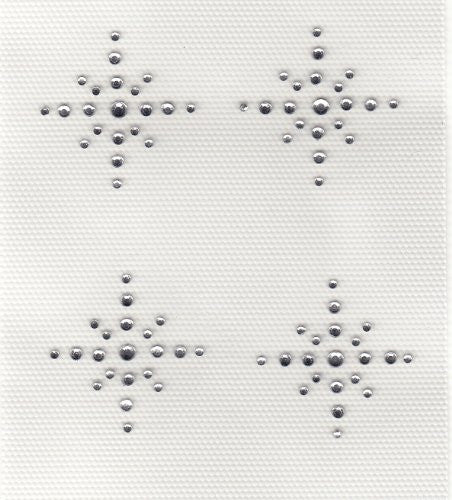 4 Small Snow Flakes Iron On Hot Fix Rhinestone Transfer -- Clear