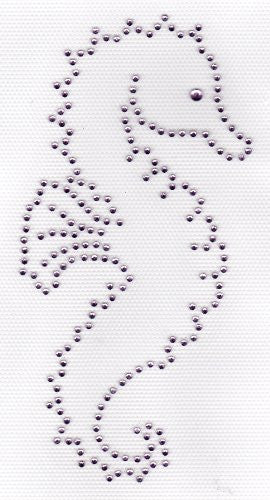 Sea Horse Iron On Hot Fix Rhinestone Transfer -- Lt.Pink