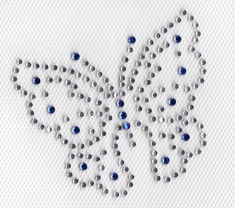 Butterfly Iron On Hot Fix Rhinestone Transfer --clear and Sapphire