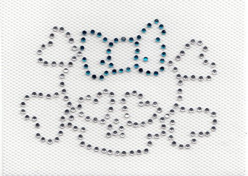 Small Skull Iron On Hot Fix Transfer Rhinestone --Clear and Blue