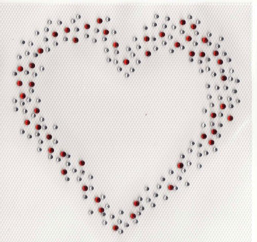 Heart Iron On Hot Fix Transfer Rhinestone -- Clea and Red