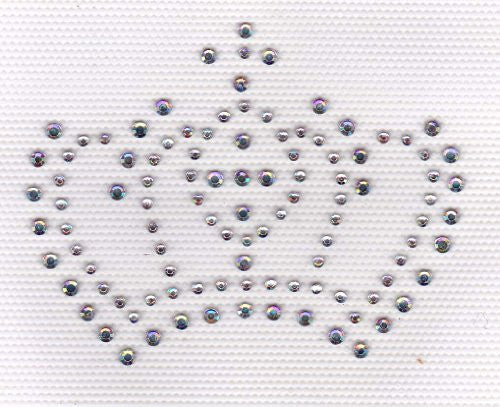 Crown (M) Iron On Hot Fix Transfer Rhinestone -- AB Clear