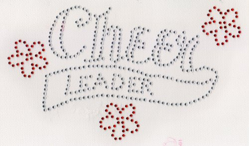 Cheer Leader Iron on Hot Fix Rhinestone Transfer -- Clear / Red