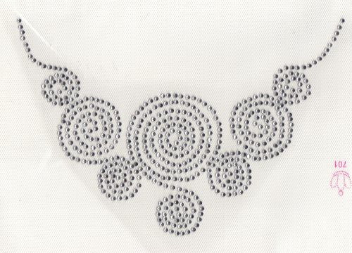 Neckline Circels Iron On Hot Fix Rhinestone Transfer -- Clear