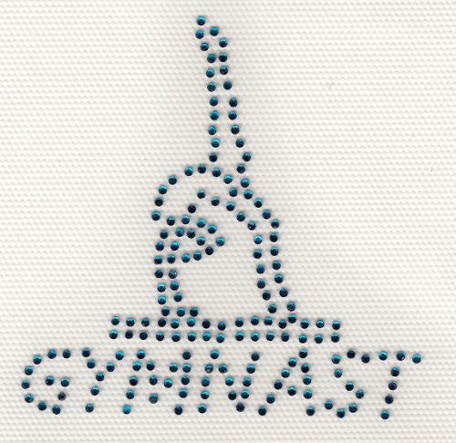 Gymnastic girl Iron On Hot Fix Rhinestone Transfer -- Blue
