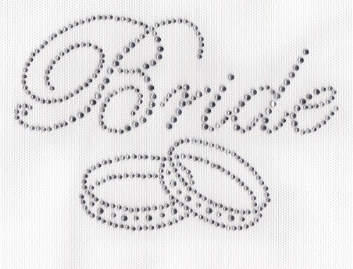 Bride with ring Iron On Hot Fix Rhinestone Transfer -- Clear