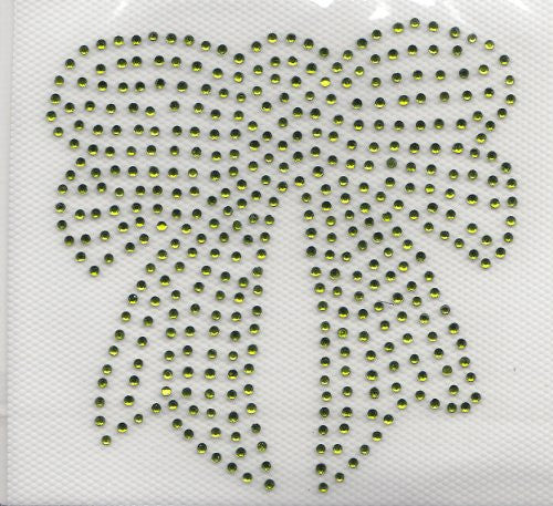 Bow Iron On Hot Fix Transfer Rhinestone -- Green