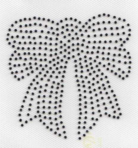 Bow Iron On Hot Fix Transfer Rhinestone -- Black