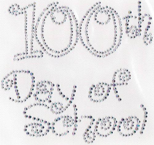 100th day of school (large) Iron On Hot Fix Rhinestone Transfer