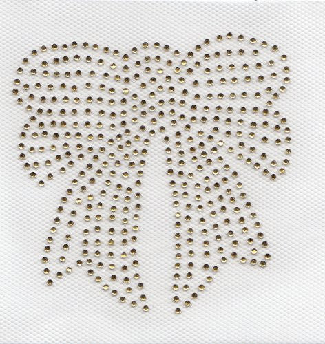 Bow Iron On Hot Fix Transfer Rhinestone -- Gold