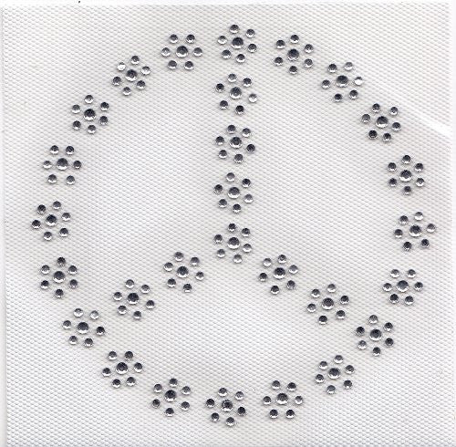 flower Peace Sign Iron On Hot Fix Rhinestone Transfer -- Clear