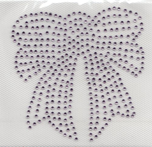 Bow Iron On Hot Fix Transfer Rhinestone -- Lt. Pink
