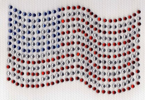 US Flag Iron On Hot Fix Transfer Rhinestone -- Clear Red and Blue