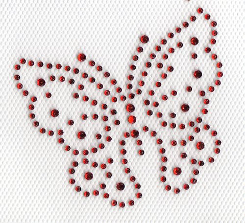 Butterfly Iron On Hot Fix Rhinestone Transfer --Red