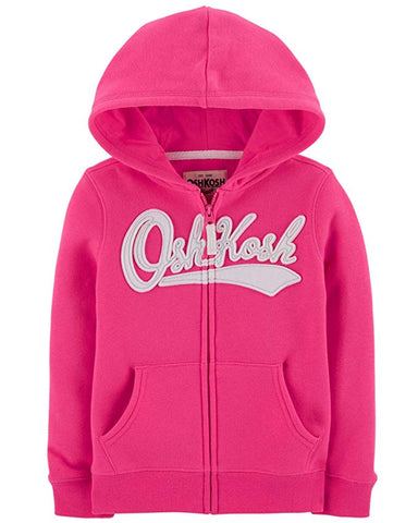 OshKosh B'Gosh Girls' Full Zip Logo Hoodie (Pink Noveau)