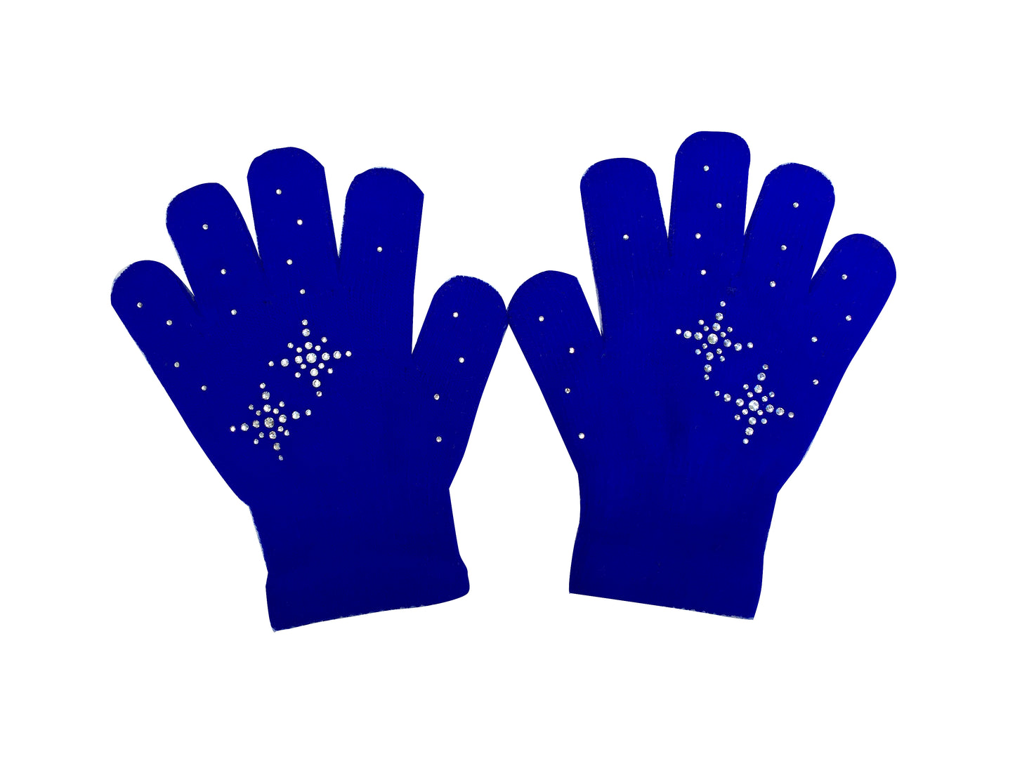 Girls Ice Skating Gloves Magic Stretch with Clear Rhinestones Snow Flakes