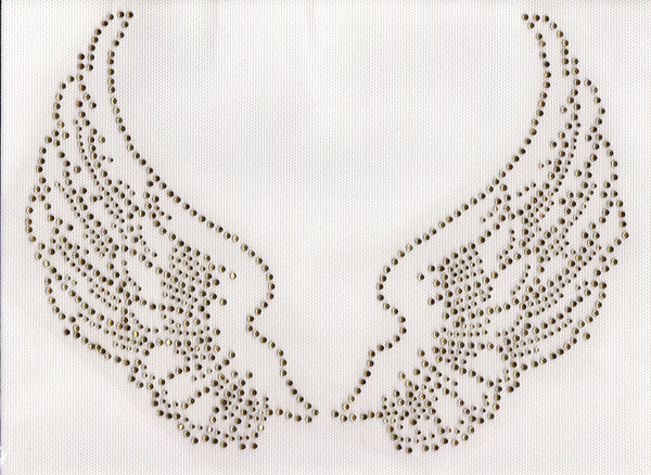 @Fedol Large Angel Wings Iron On Hot Fix Rhinestone Transfer